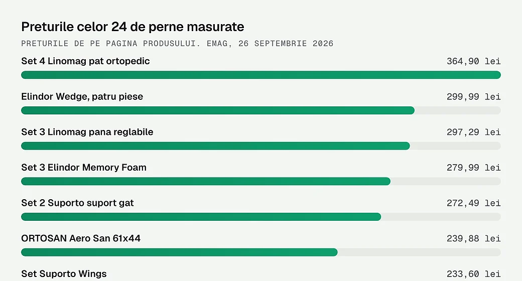 Preturile celor 24 de perne masurate