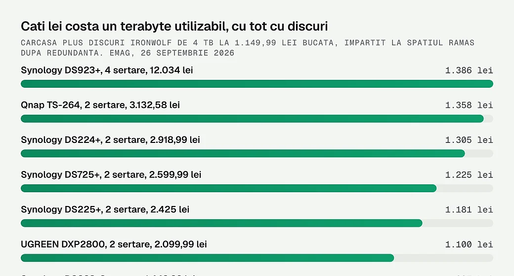 Cati lei costa un terabyte utilizabil, cu tot cu discuri