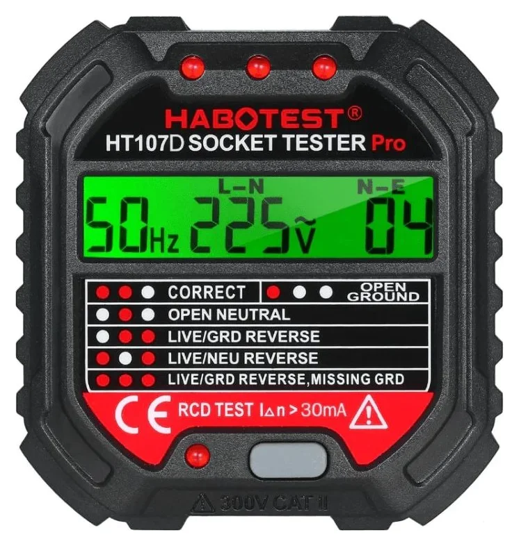 Habotest HT107D, tester de priza cu masurare RCD