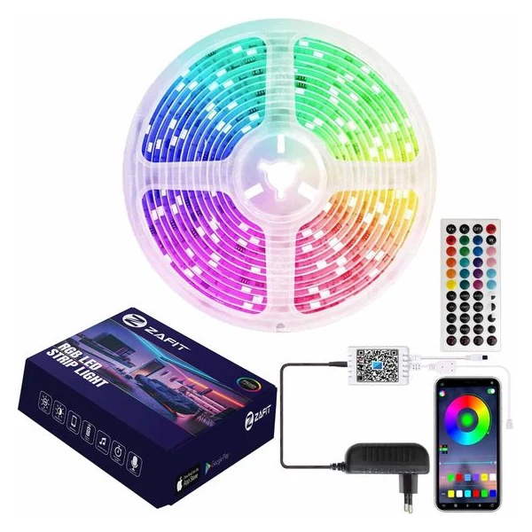 Banda LED ZAFIT 5 metri, Bluetooth, IP20, SMD 5050, 60 leduri pe metru