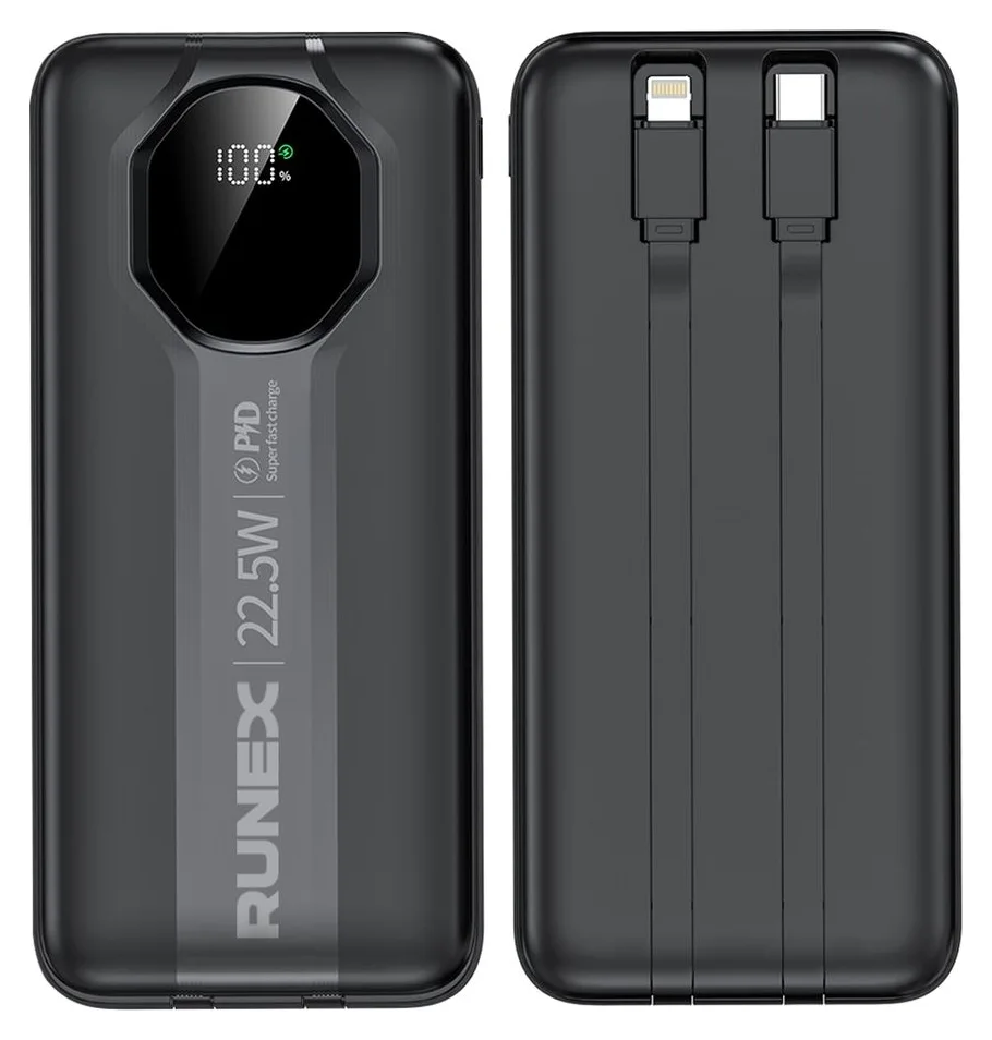 Runex PB900, 20.000 mAh, cu cabluri integrate