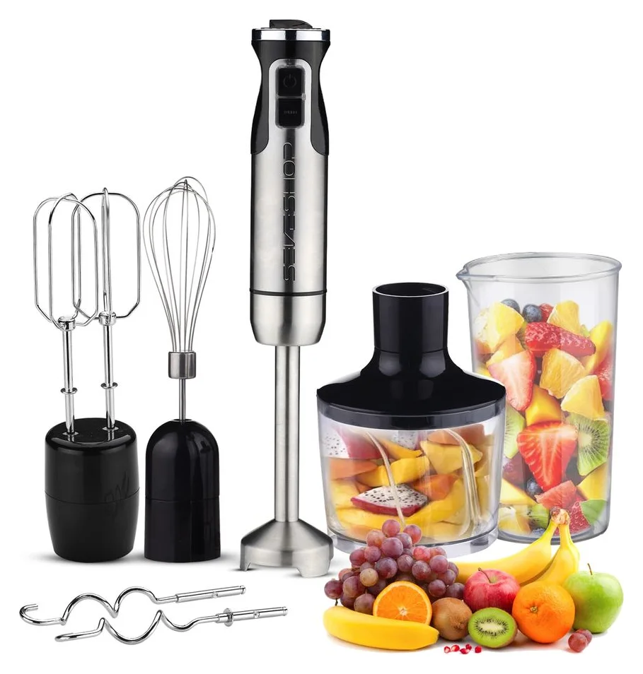 Blender vertical SeveShop 5 in 1, 1.200 W, 12 trepte, 600 ml, argintiu