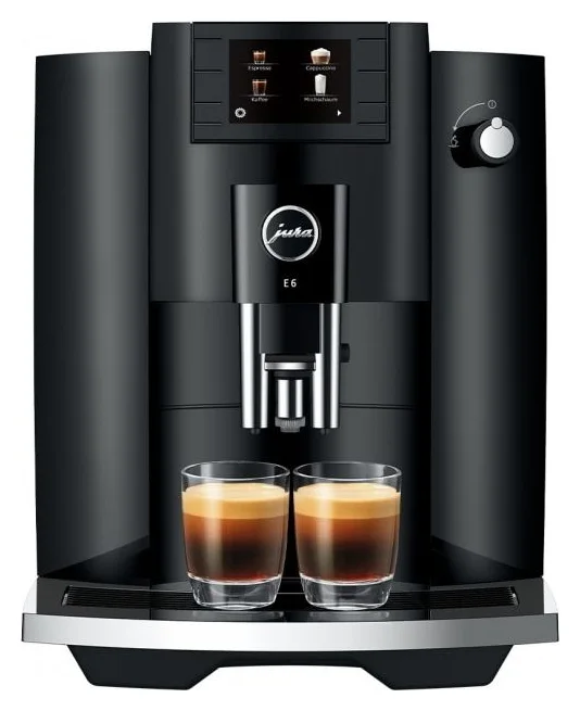 Jura E6 Piano Black, care declara doua bauturi