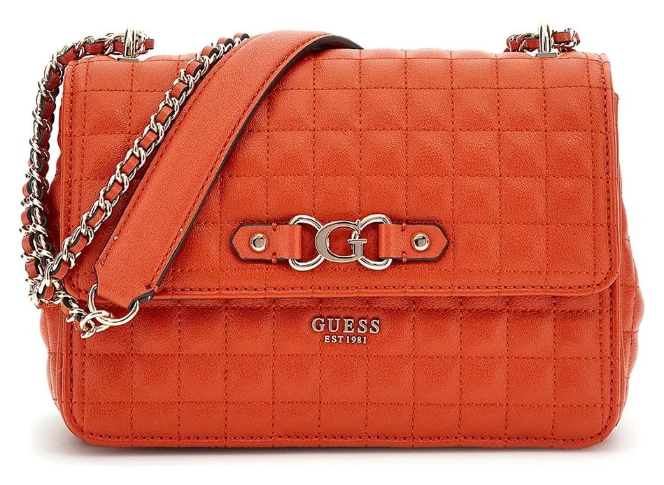 GUESS, geanta crossbody matlasata, portocaliu mandarina, 16x23x6 cm