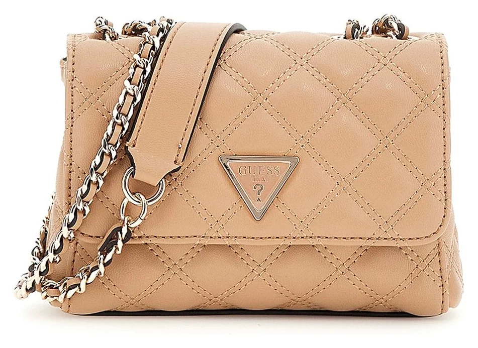 Guess Spark, geanta crossbody matlasata, maro camel, 12x18x6 cm