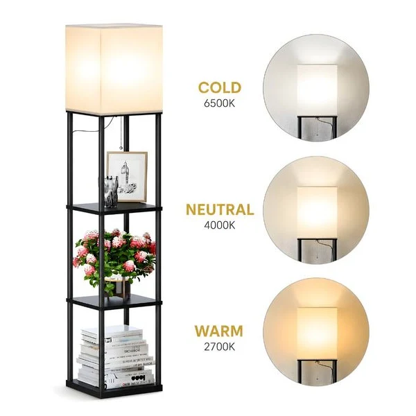 Lampadar dreptunghiular KD Home LumiEdge cu rafturi, 9 W, 800 lm, trei temperaturi de culoare