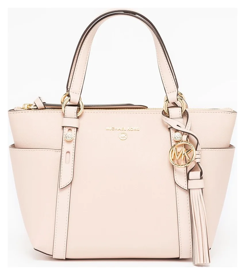 Michael Kors Sullivan, geanta tote mica din piele saffiano, roz somon, 19x32x11,5 cm