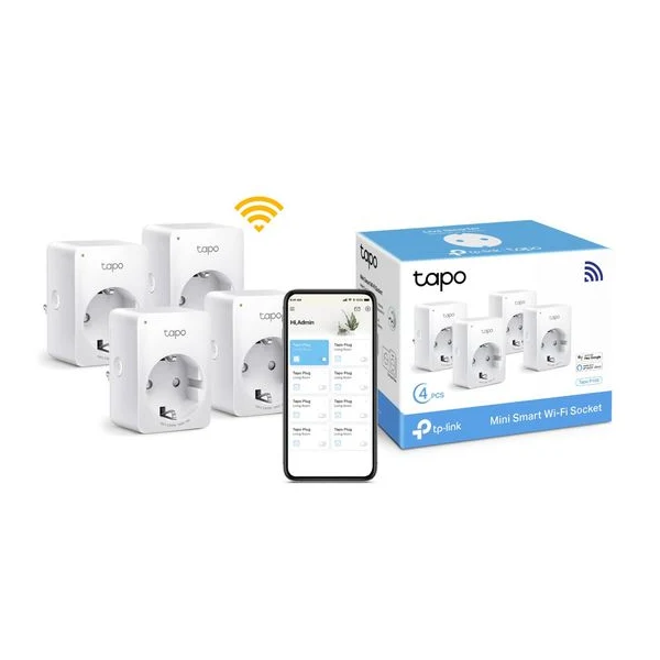 Pachet 4 prize inteligente TP-Link Tapo P100, Wi-Fi, control vocal, 10A