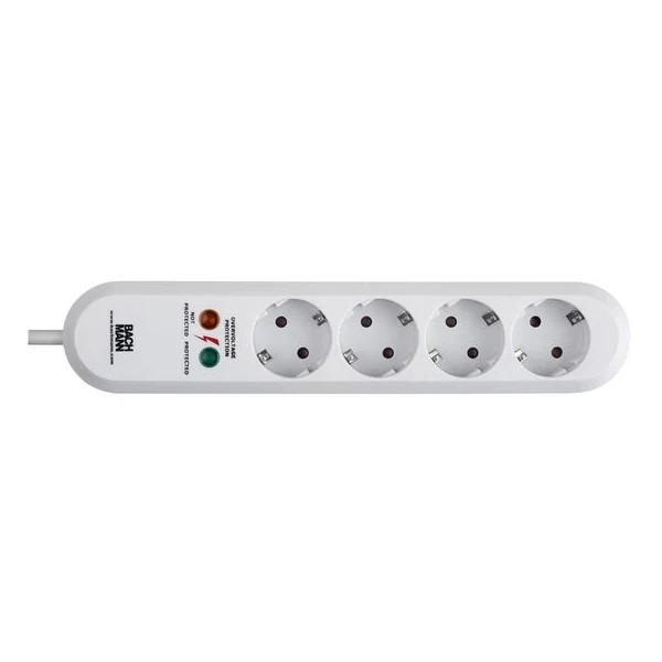 Prelungitor Bachmann, 4 prize, protectie la supratensiune si pentru copii, cablu 3G1.5 mm patrat, 1.5 m, 3600 W