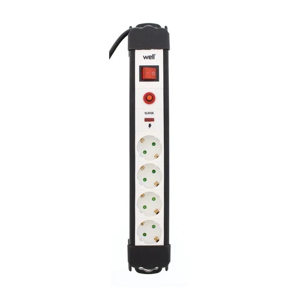 Prelungitor Well, 4 prize, cu protectie, cablu 3G1.5 mm patrat, 5 m