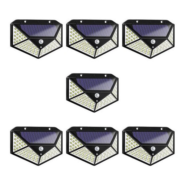 Set 7 lampi solare Tiessa cu senzor de miscare, 3 trepte de iluminare, 100 LED, IP65