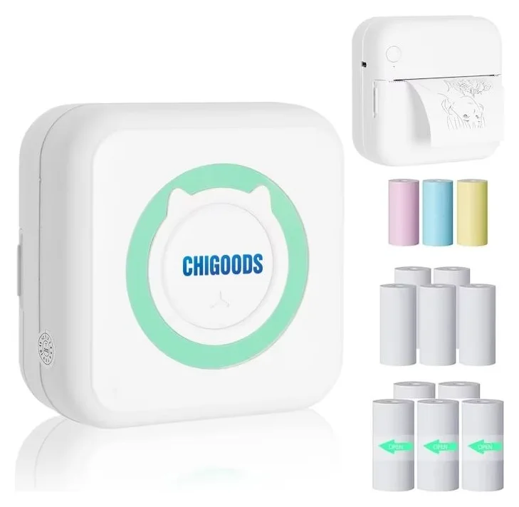 Chigoods, set mini imprimanta termica cu role, 57 mm