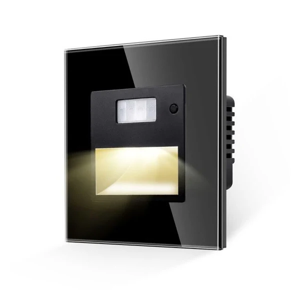 Spot LED de scara cu senzor de miscare si intensitate reglabila, rama din sticla, 1.5W