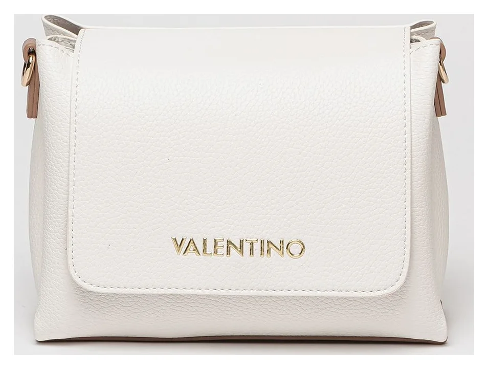 Valentino Bags Alexia, geanta crossbody cu logo metalic, alb, 15x21,5x10 cm