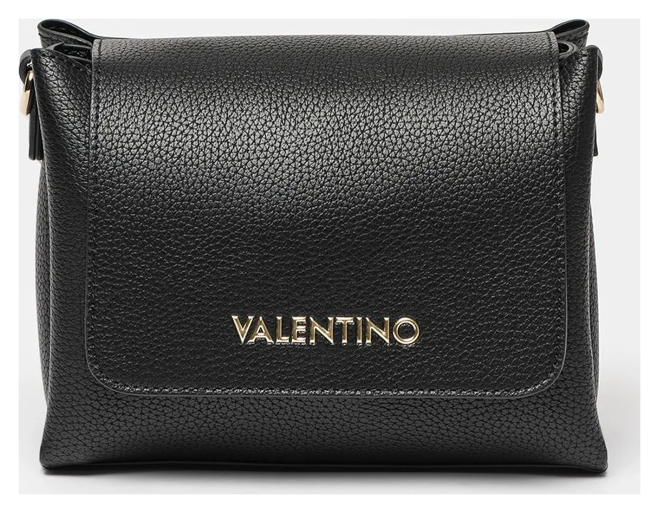 Valentino Bags Alexia, geanta crossbody cu logo metalic, negru, 15x21,5x10 cm